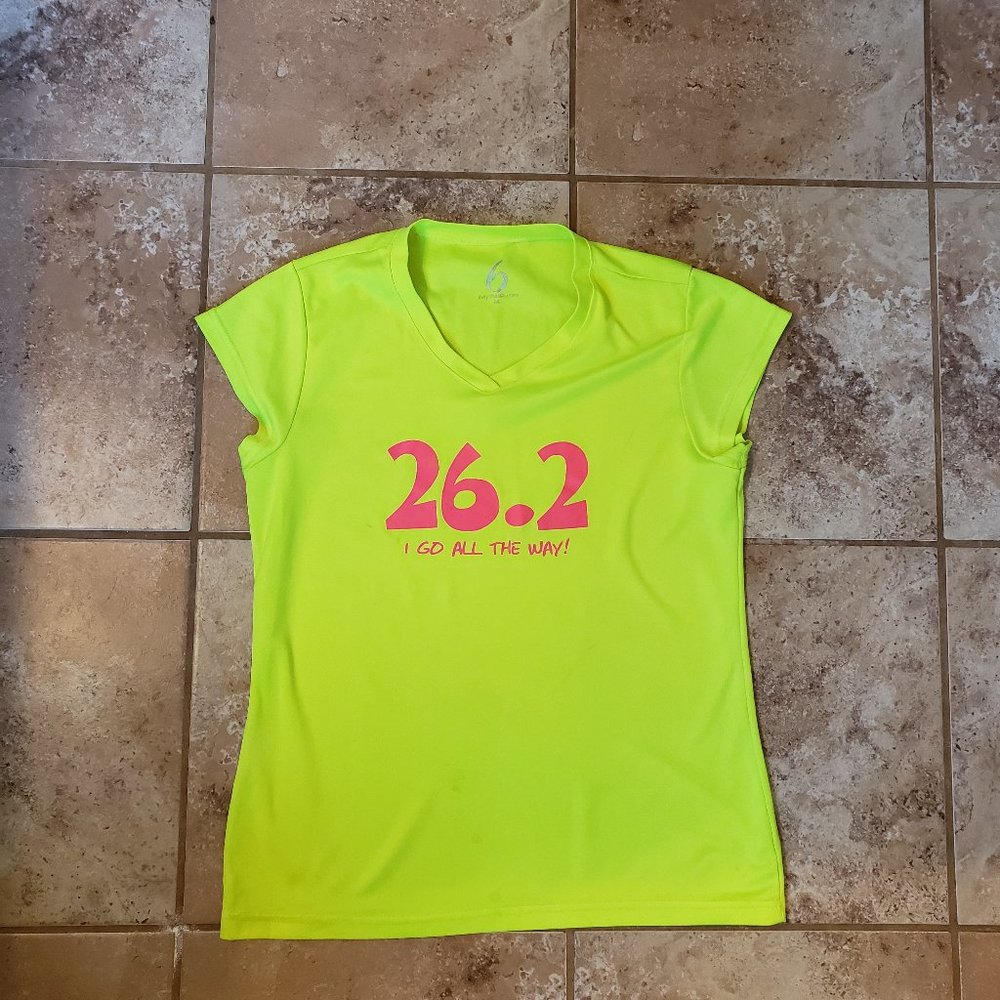 Bay Six USA Medium Athletic Running Race Marathon Shirt 26.2 I Go All The Way!